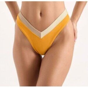 Oneone Gaby Bottom Bikini Women Size Medium NWT High Waisted Gold Free People